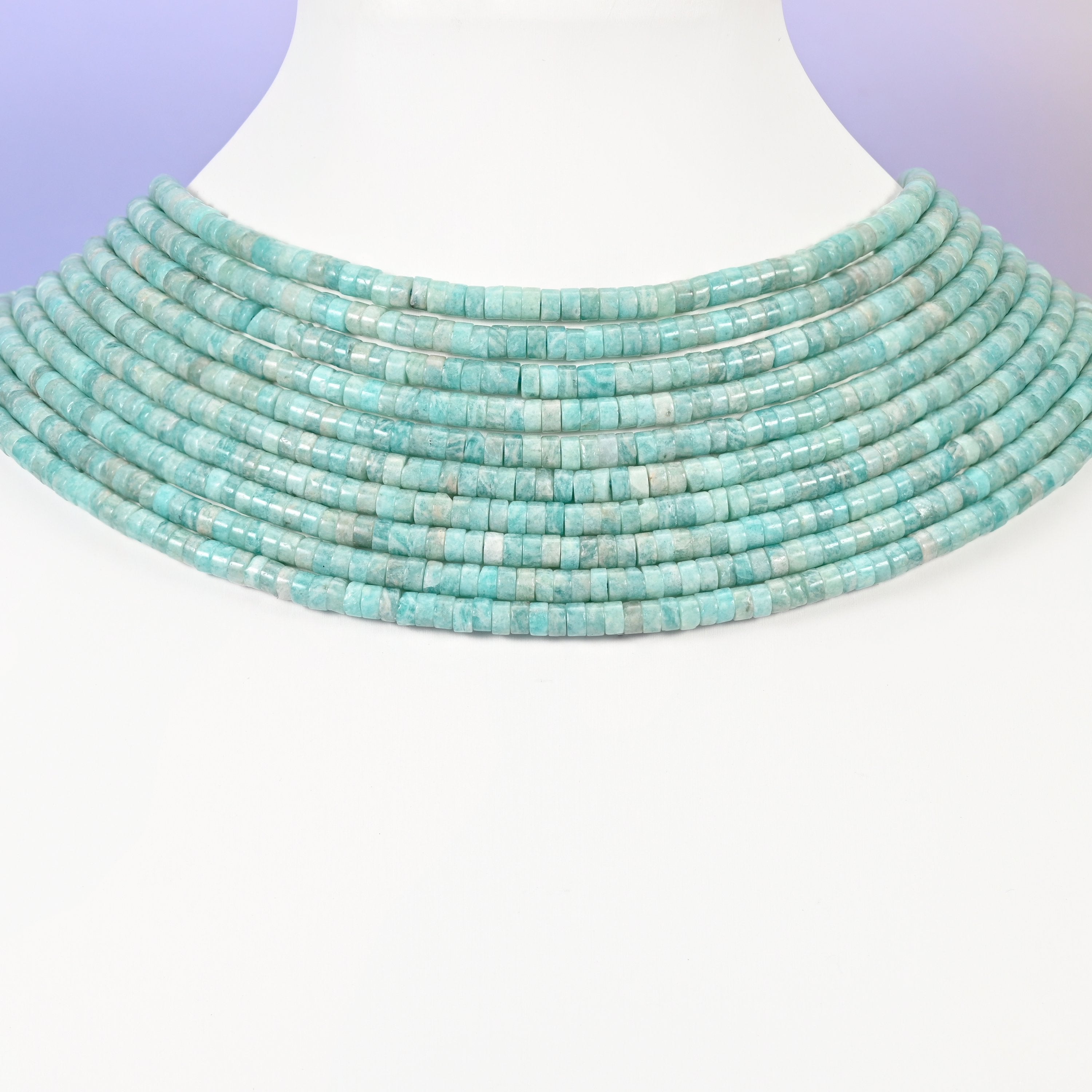 Blue Amazonite Smooth Heishi Disc Beads: Jewelry Making Supply, 15.5 Inch Strand
