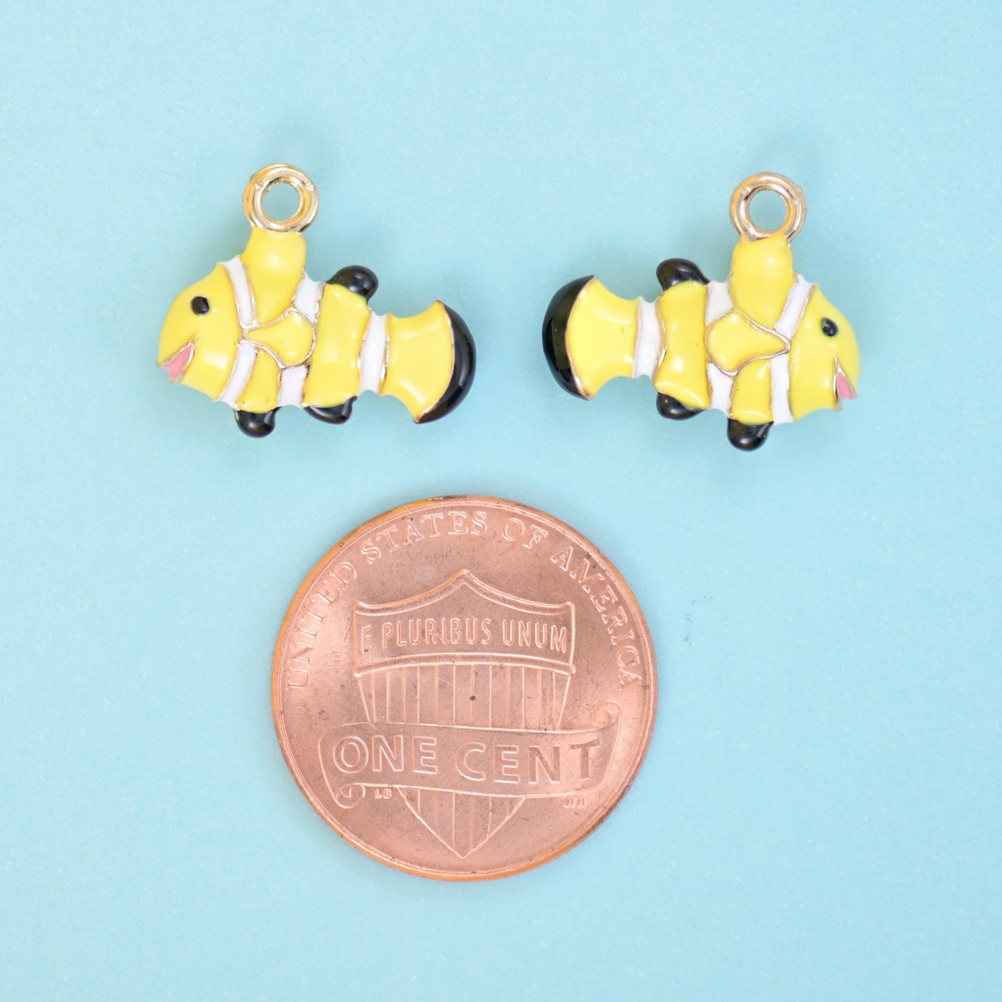 18K Gold Filled Enamel Clown Fish Charm 16x13mm, 1 Piece