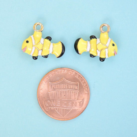18K Gold Filled Enamel Clown Fish Charm 16x13mm, 1 Piece