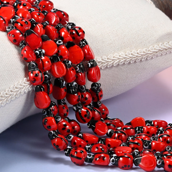 Red Ladybug Glass Beads