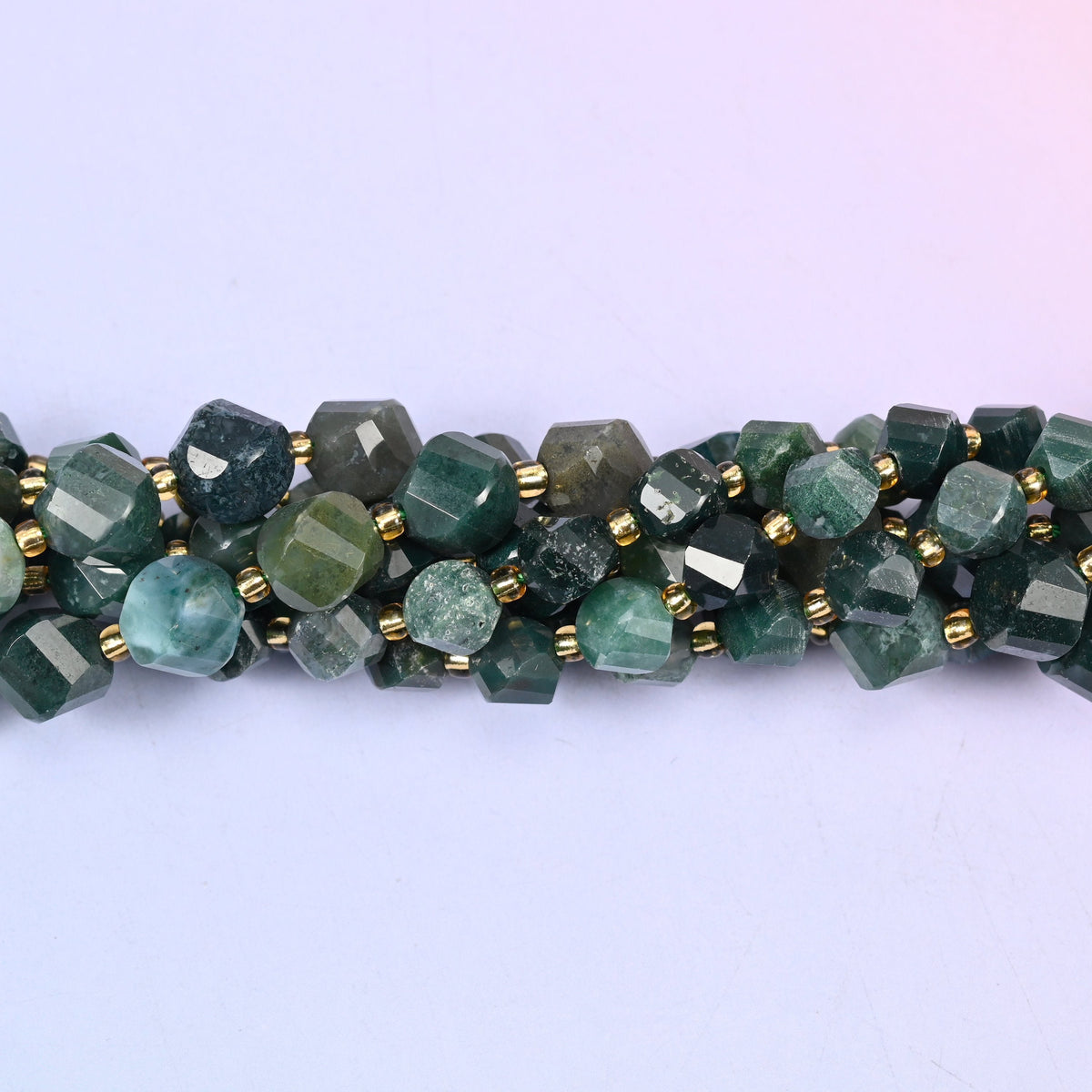 Moss Agate beads, sold per 15 inch strand