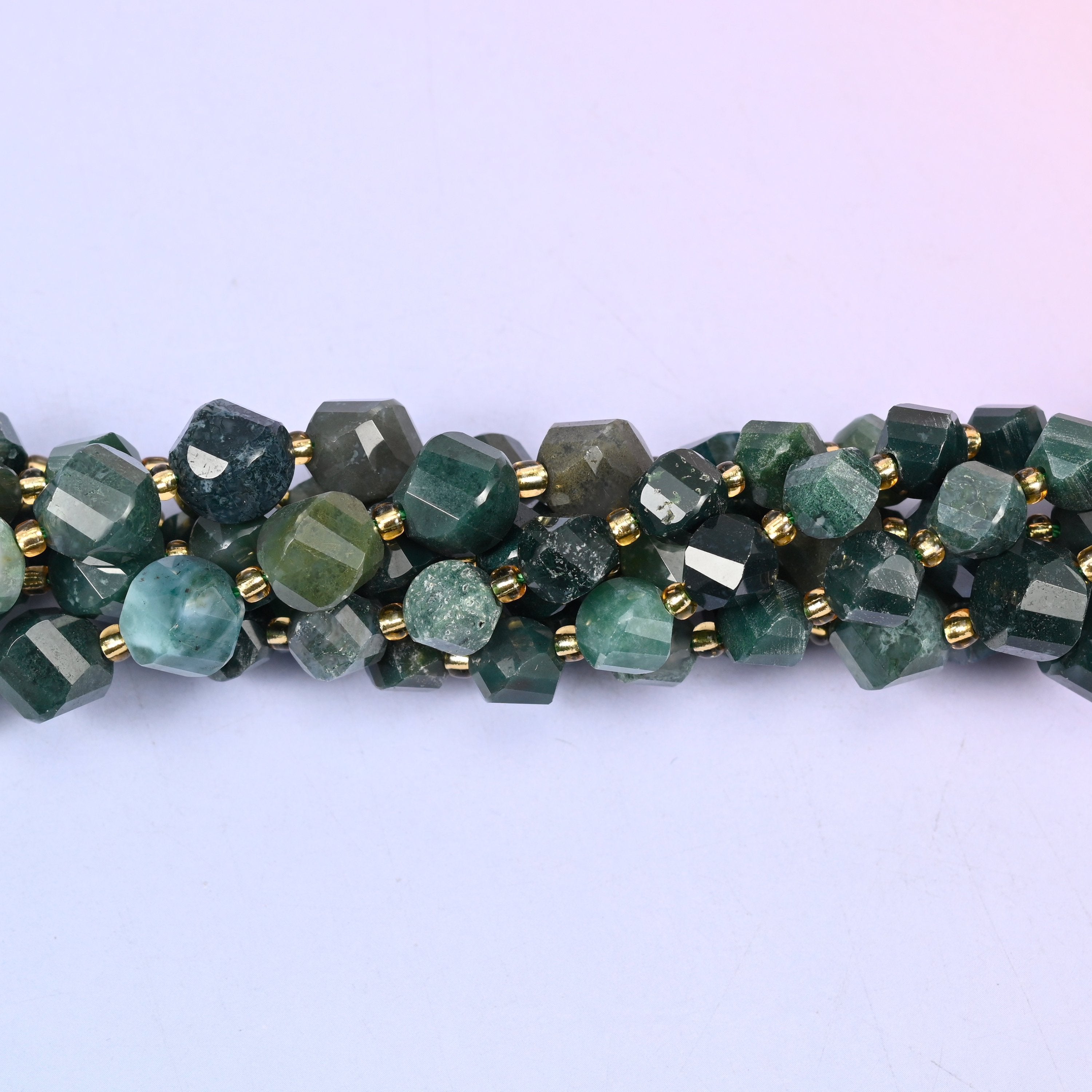 Moss Agate beads, sold per 15 inch strand