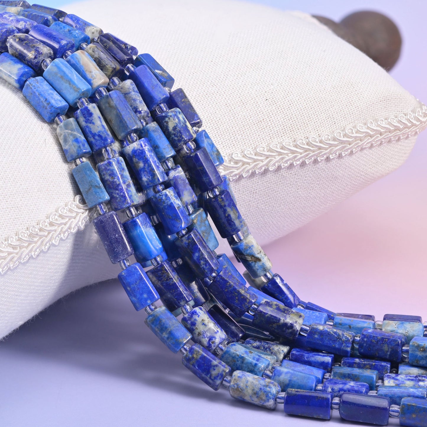 Lapis Faceted Tube Beads 12x8mm