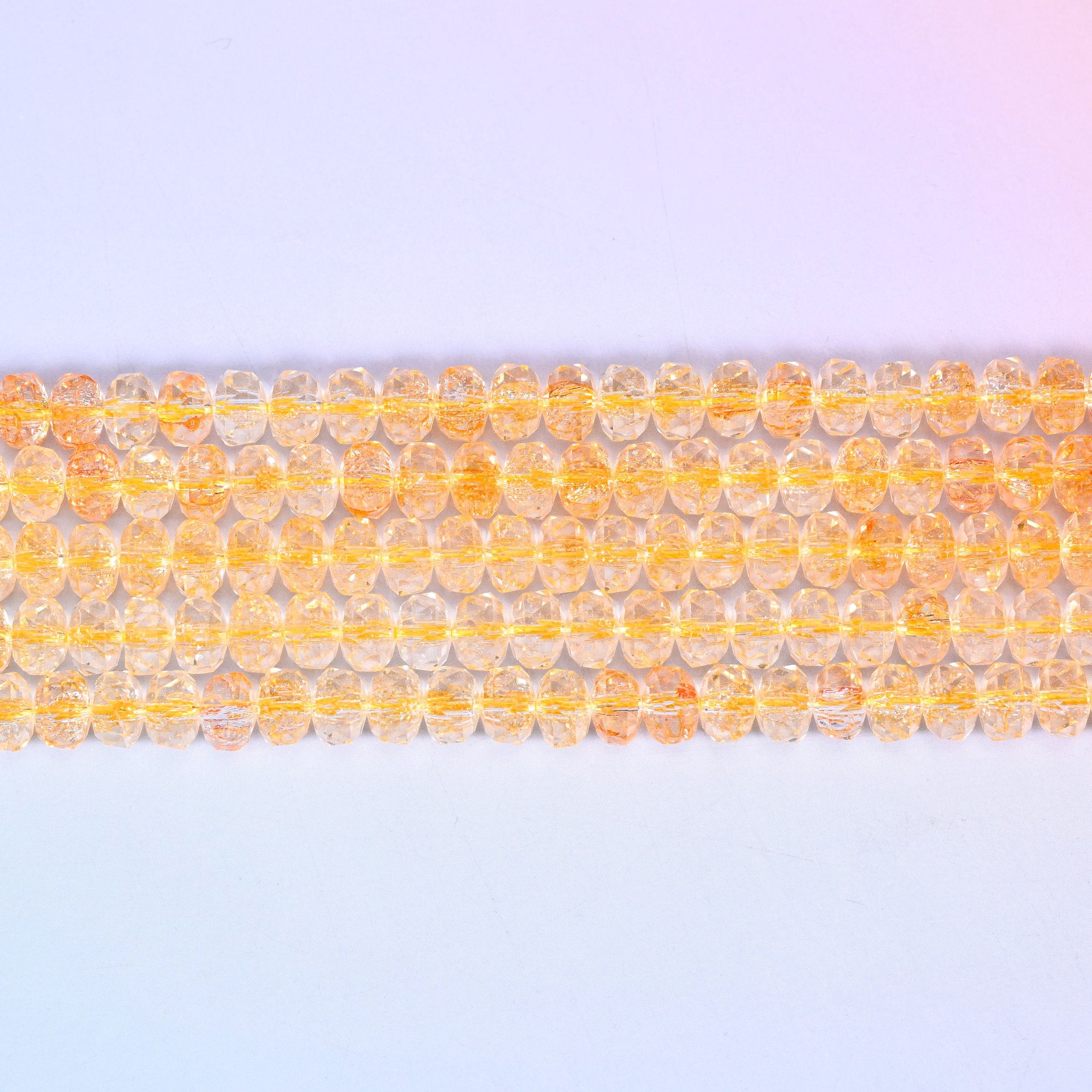 Transparent Gold Faceted Rondelle Glass Beads: Size 5x8mm, Jewelry Making Supply