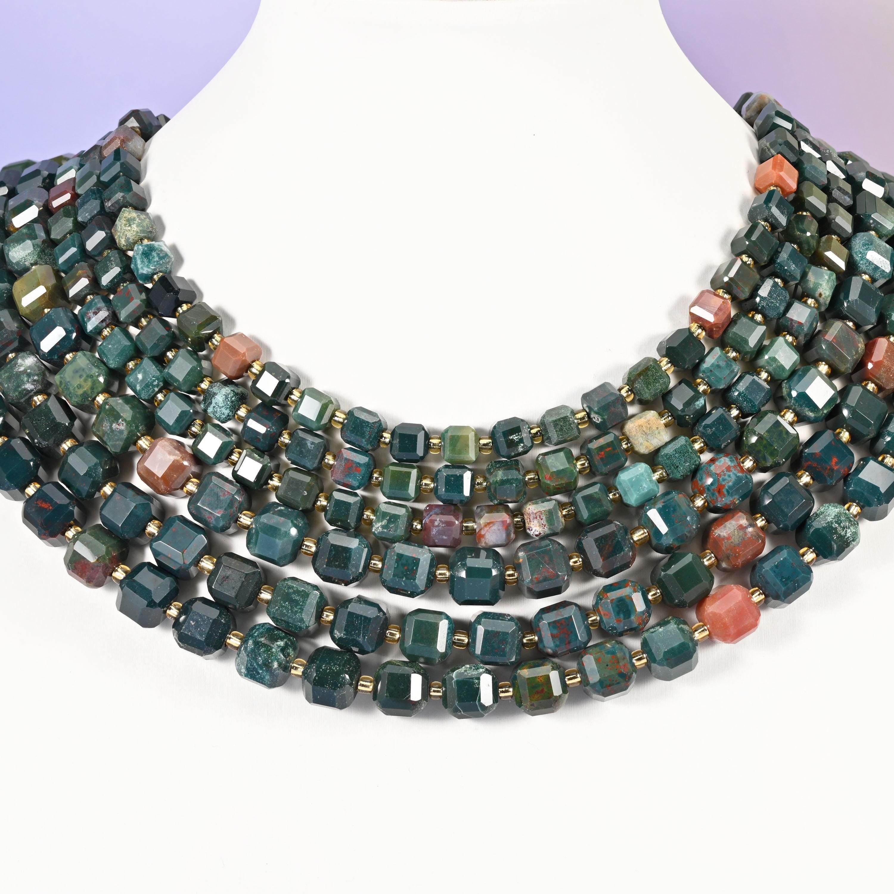 Oriental Jasper beads, faceted cube, 6mm and 8mm