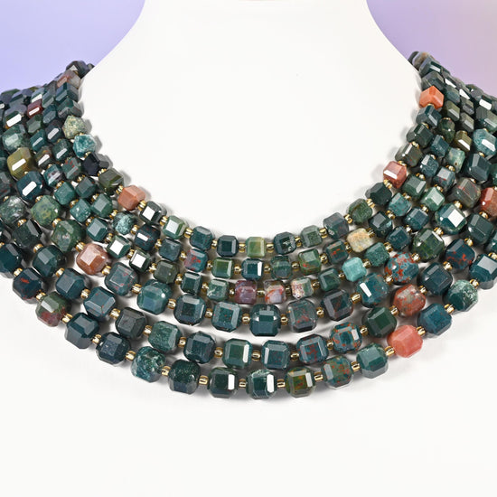 Oriental Jasper beads, faceted cube, 6mm and 8mm