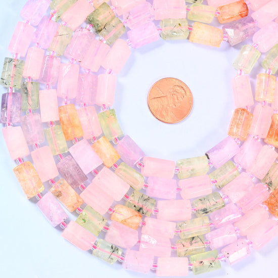 Colorful Mixed Gemstone Faceted Tube Beads, sold per 15.5 inch strand, approximately 29 beads