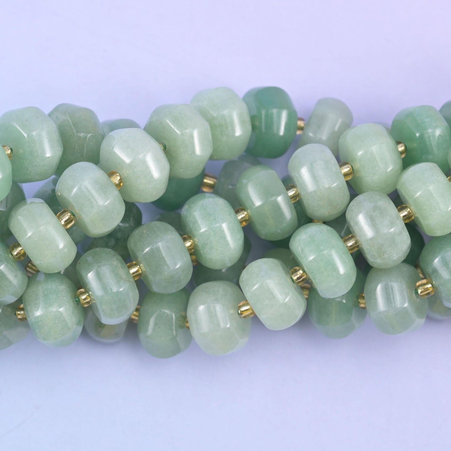 Smooth pumpkin cut green aventurine beads