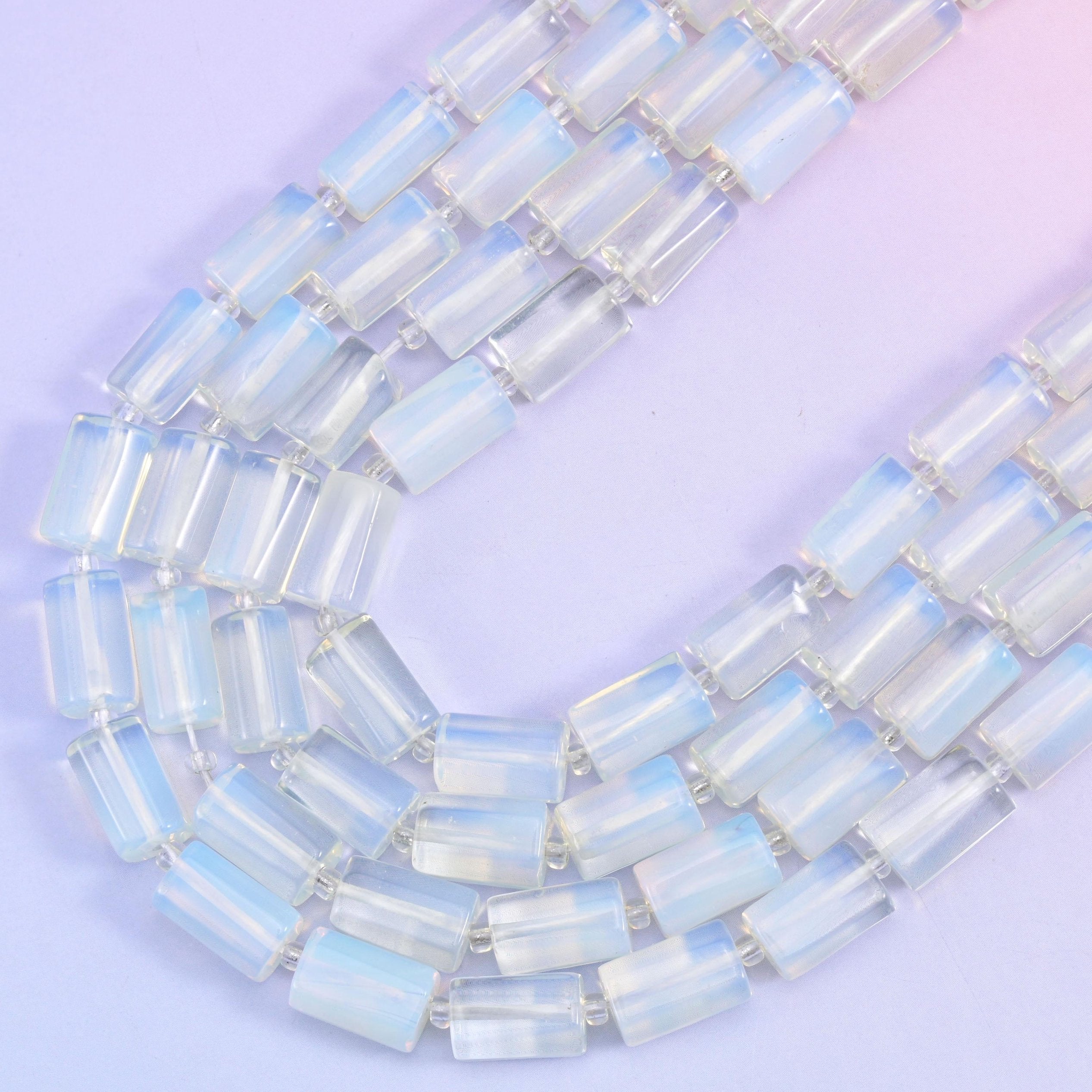 Opalite Faceted Tube Beads, hole approximately 1.0mm