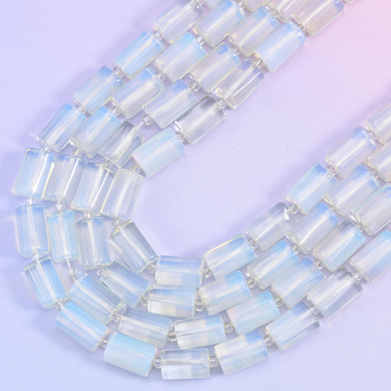 Opalite Faceted Tube Beads, hole approximately 1.0mm