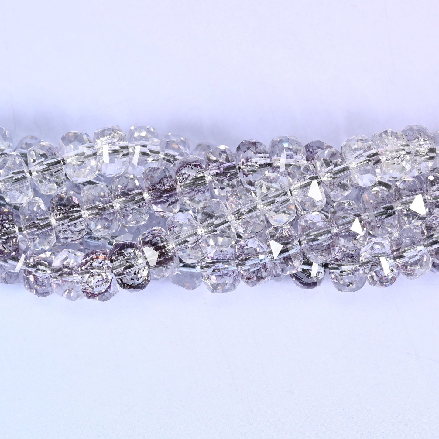 Transparent Light Purple Faceted Rondelle Glass Beads: Size 5x8mm, Jewelry Making Supply