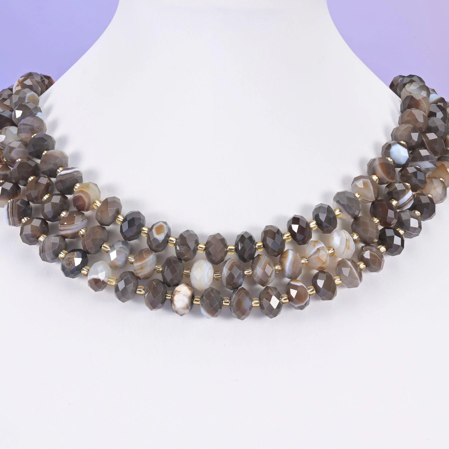 Dyed Brown Strip Agate beads, faceted rondelle, 6 x 10mm