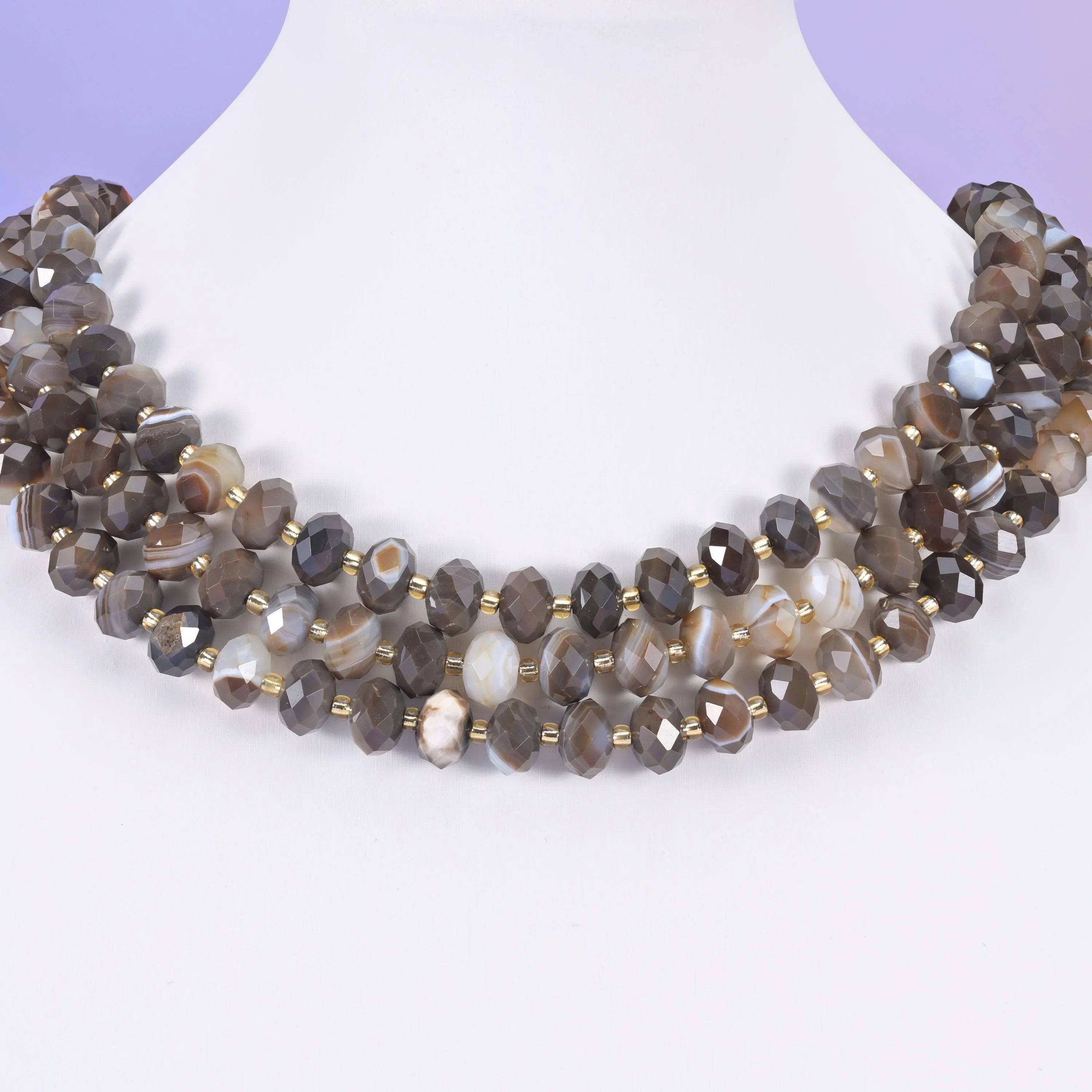 Dyed Brown Strip Agate beads, faceted rondelle, 6 x 10mm