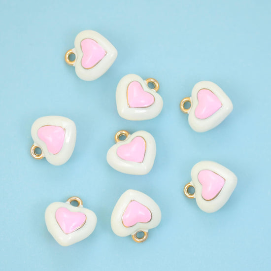 18K Gold Filled Enamel 3D Heart Charm 12x11mm, 1 piece