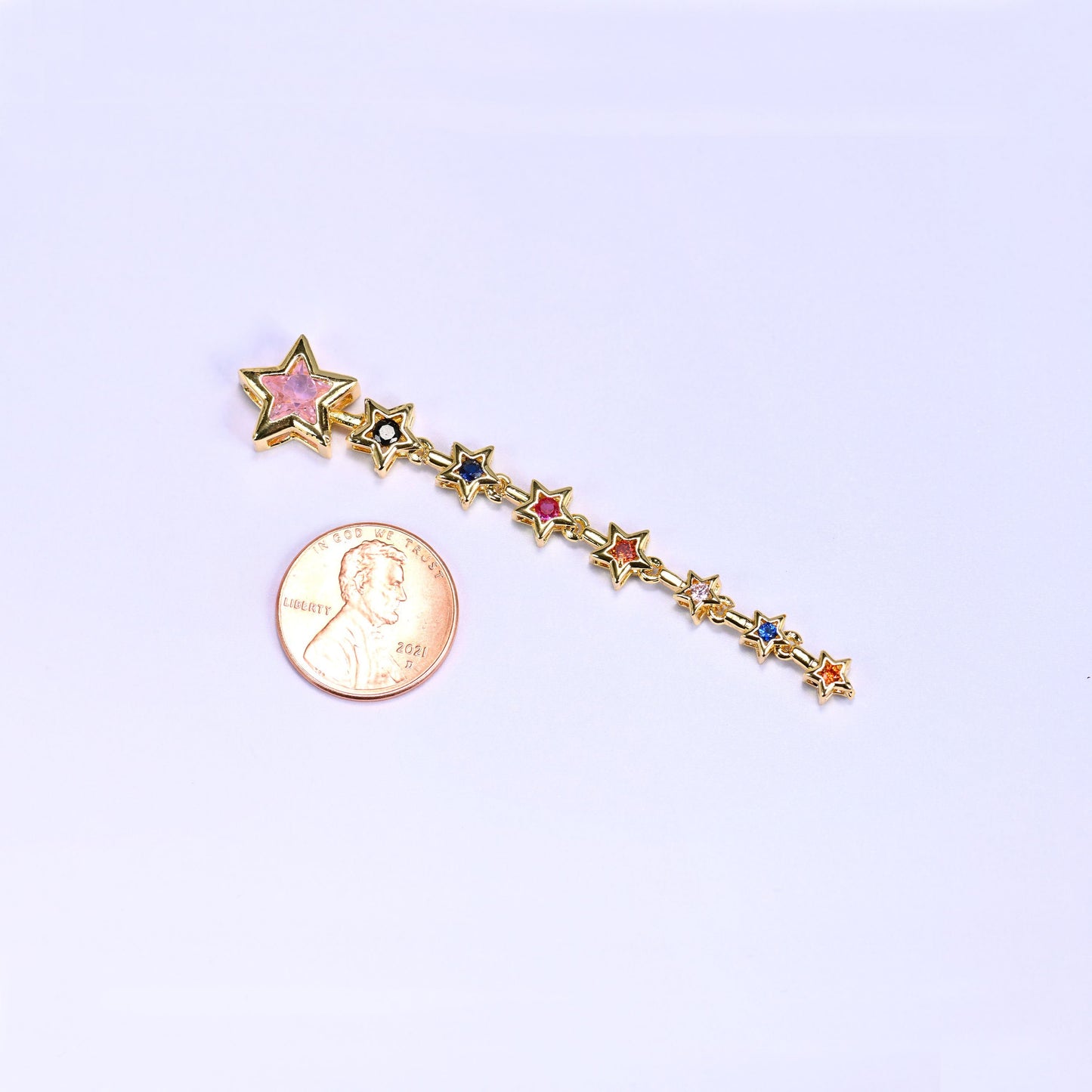Shooting Star Multicolor Zircon Pendant with bezel-set star-shaped zircon stones