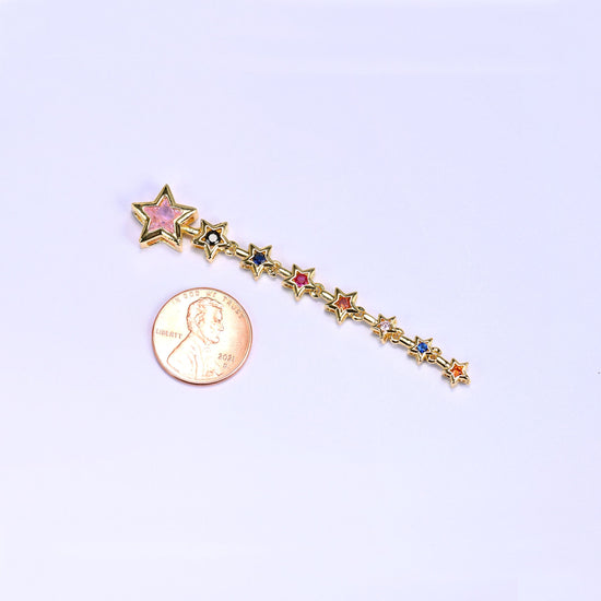 Shooting Star Multicolor Zircon Pendant with bezel-set star-shaped zircon stones