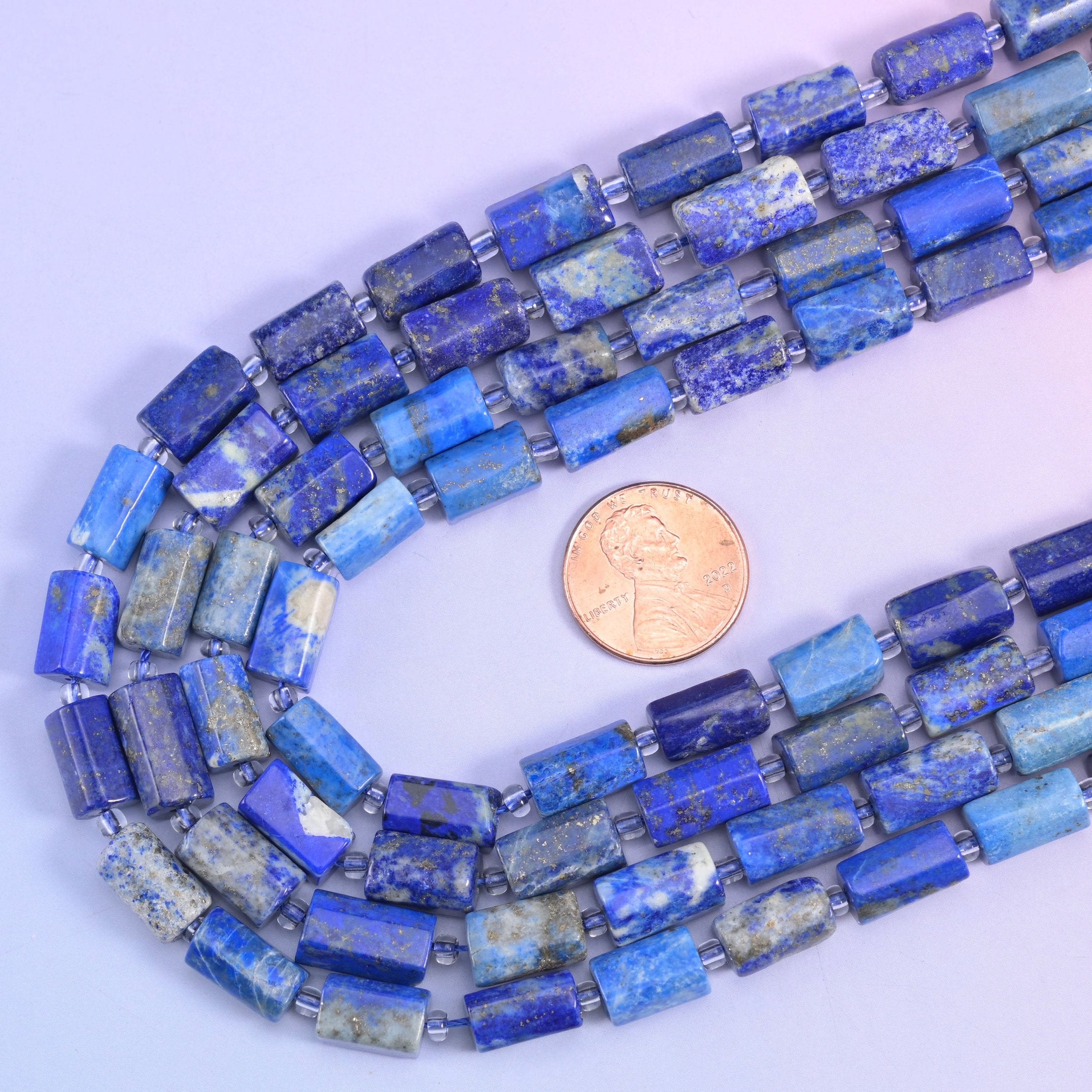 Lapis Faceted Tube Beads, 15.5 inch strand