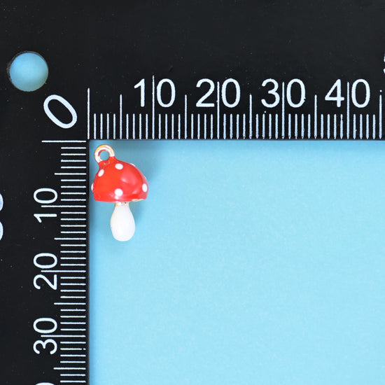 Enamel Mushroom Charm 14x9mm, sold per piece