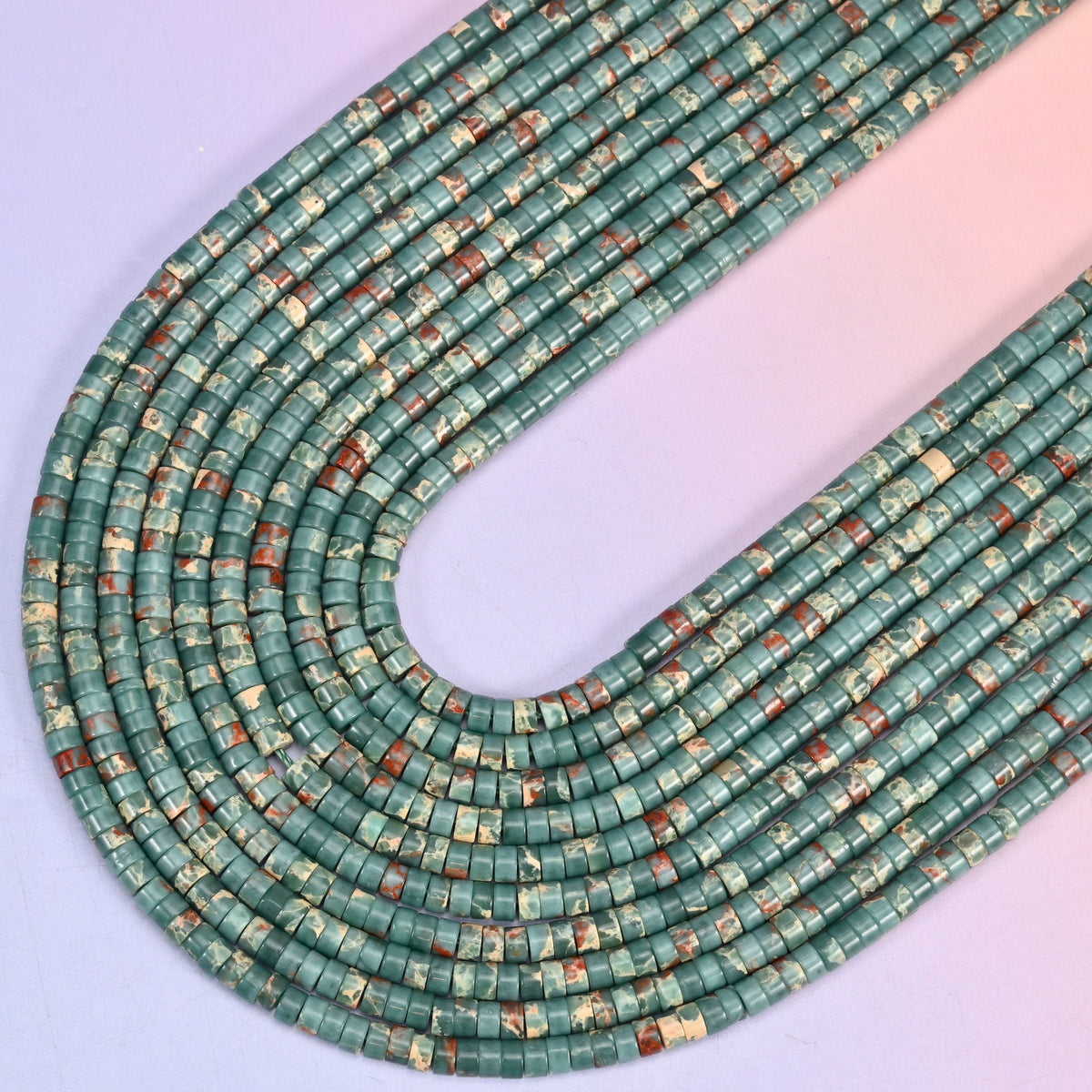 Blue Sea Sediment Jasper Heishi Disc Beads 2x4mm, 15.5 inch strand