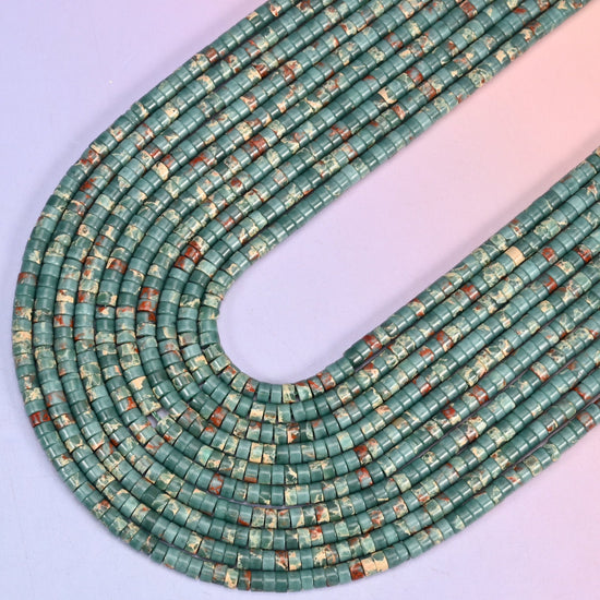 Blue Sea Sediment Jasper Heishi Disc Beads 2x4mm, 15.5 inch strand