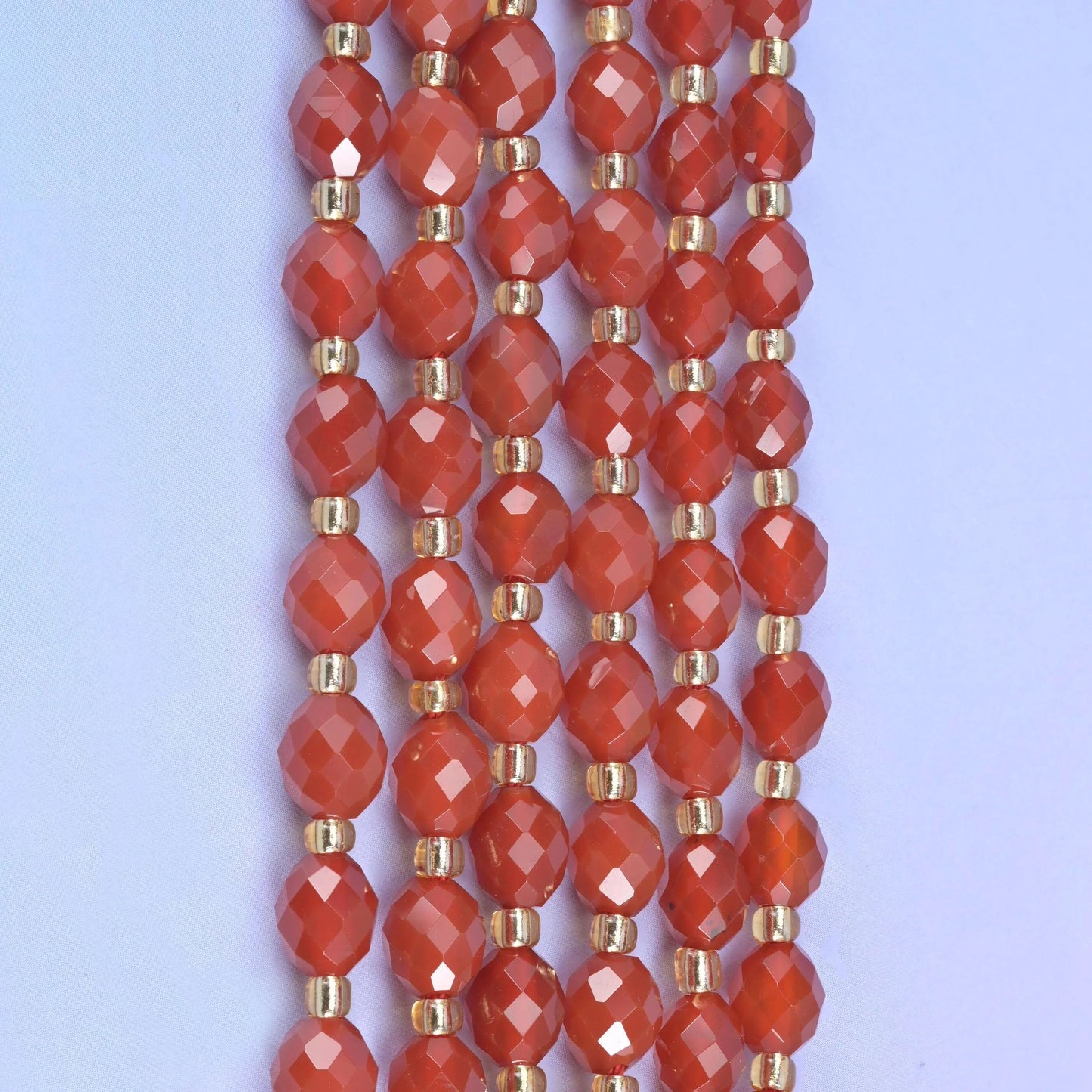 Red Agate Faceted Rice Barrel Beads, 15.5 inch strand