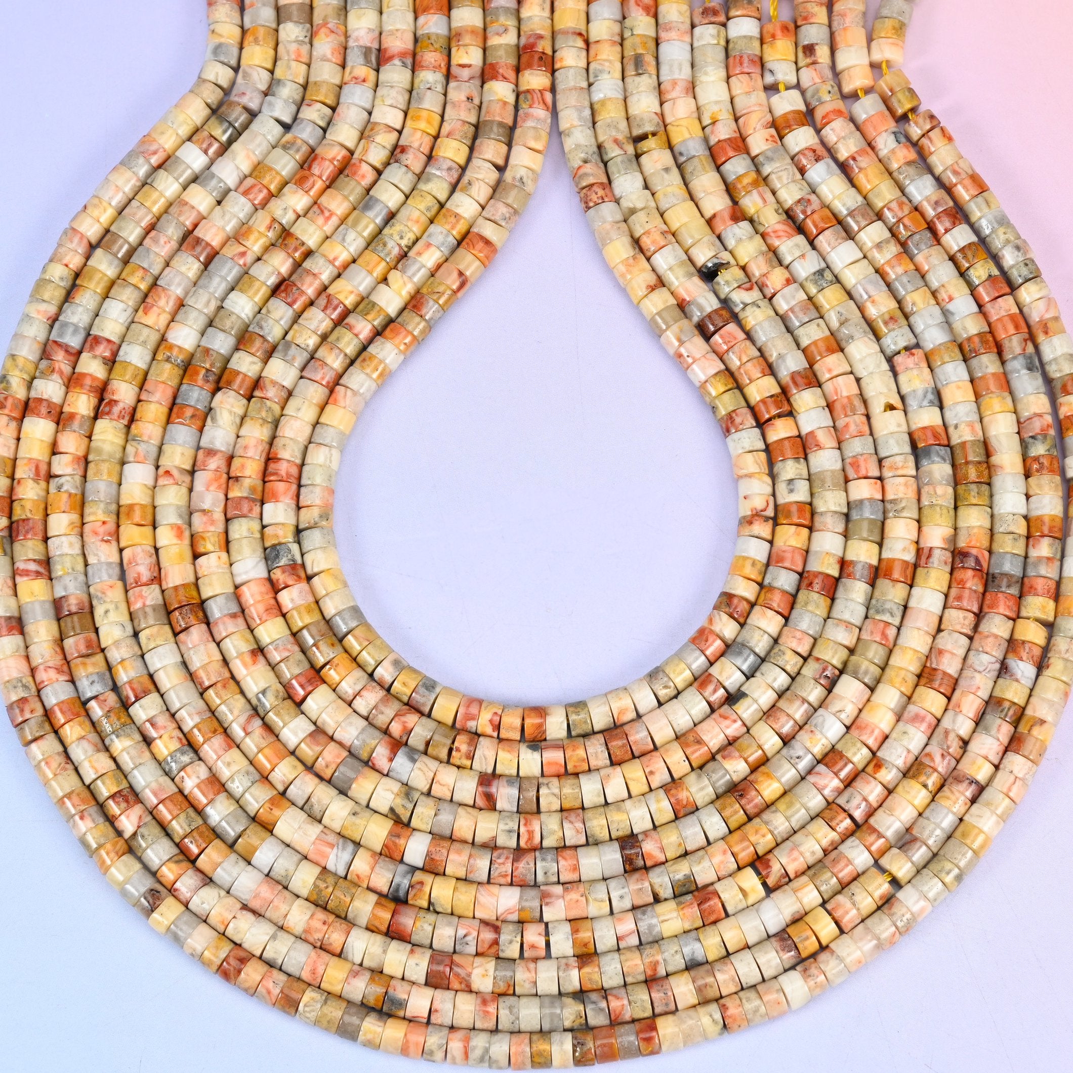 Crazy Agate Smooth Heishi Disc Beads: Jewelry Making Supply, 15.5 Inch Strand