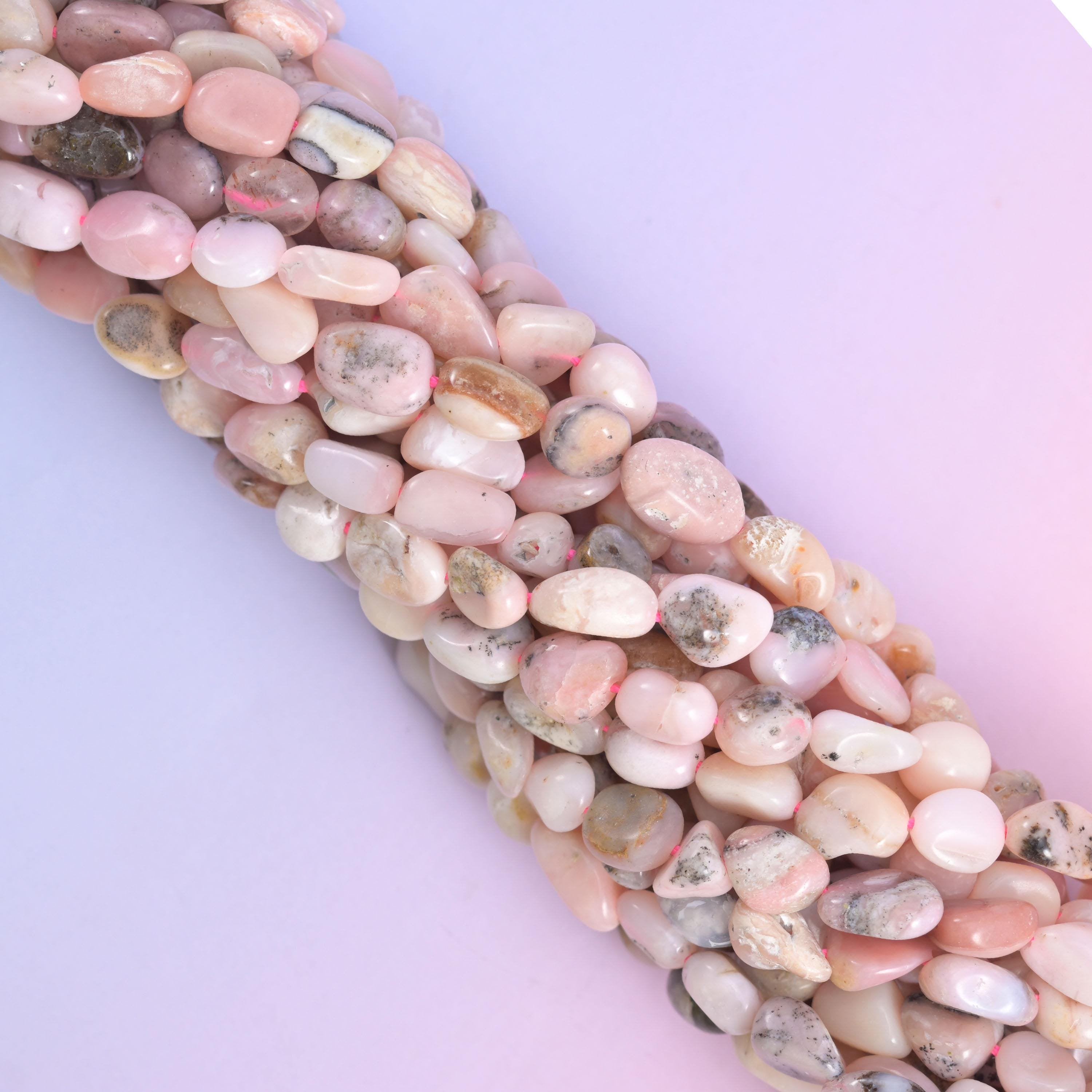 Pink Opal Irregular Pebble Nugget Beads, hole approximately 1.0mm