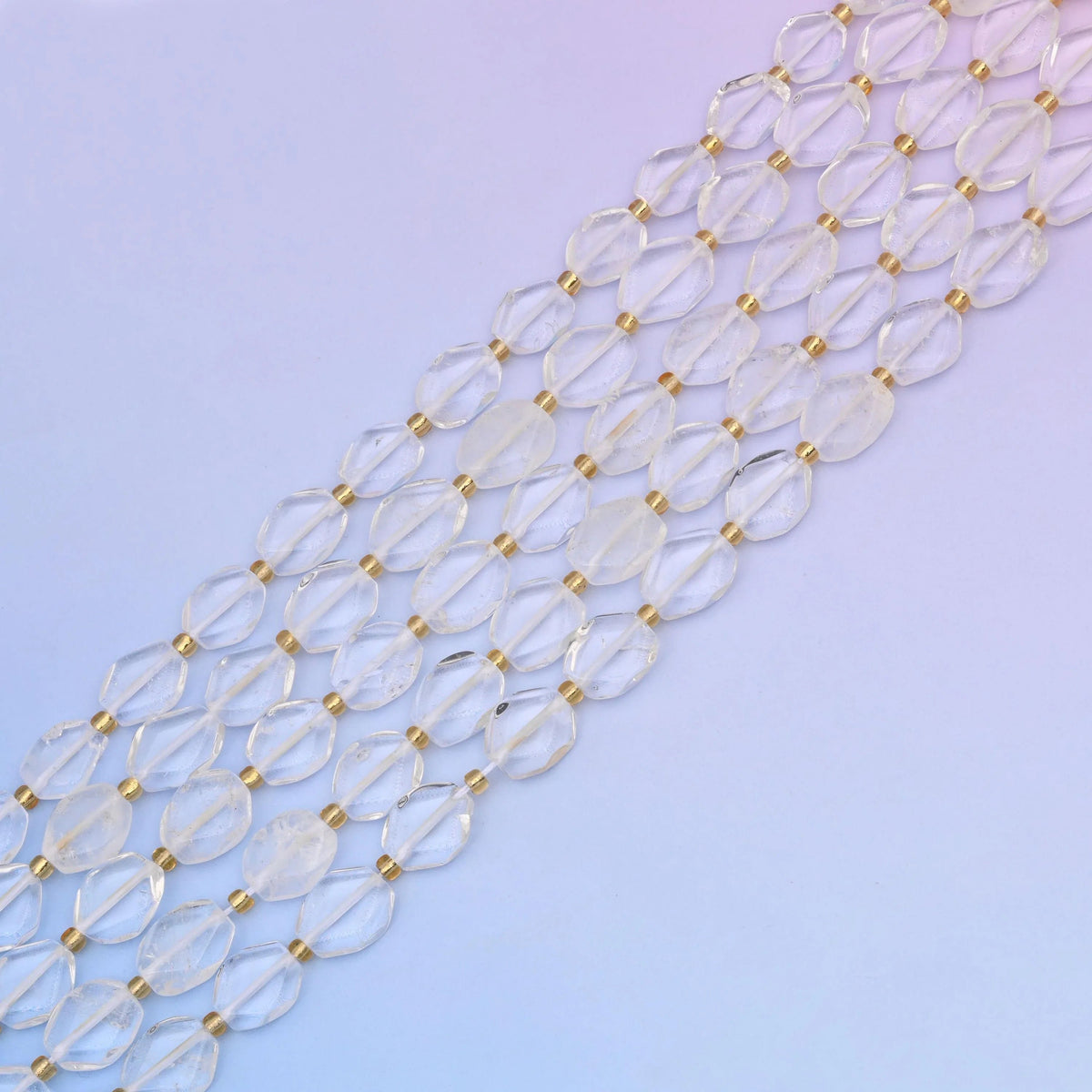 Clear quartz beads in water-clear transparent tones