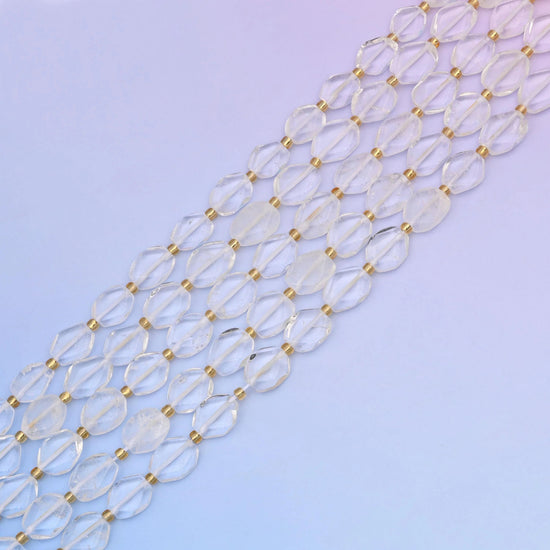 Clear quartz beads in water-clear transparent tones