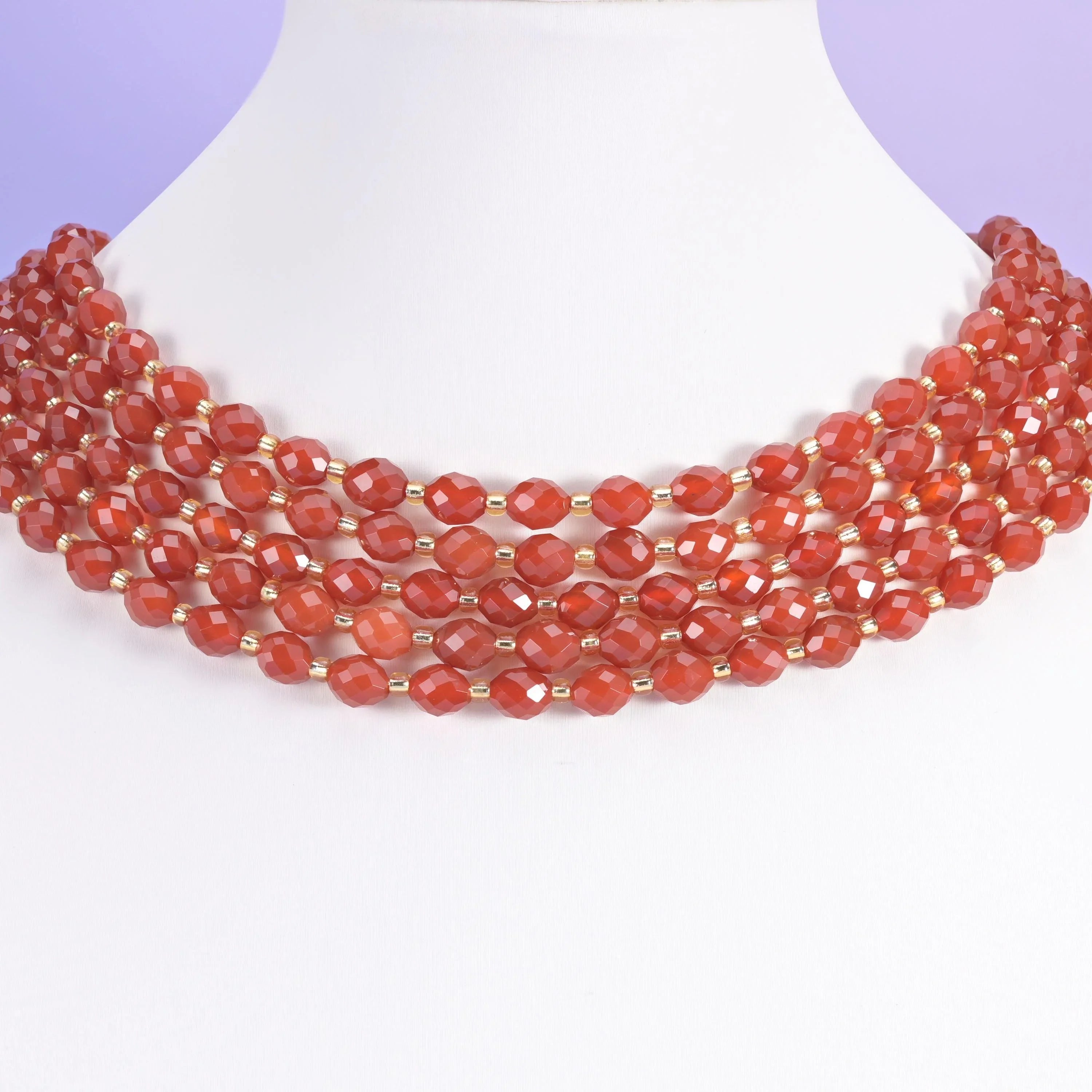 Red Agate beads, faceted rice barrel, 6x8mm