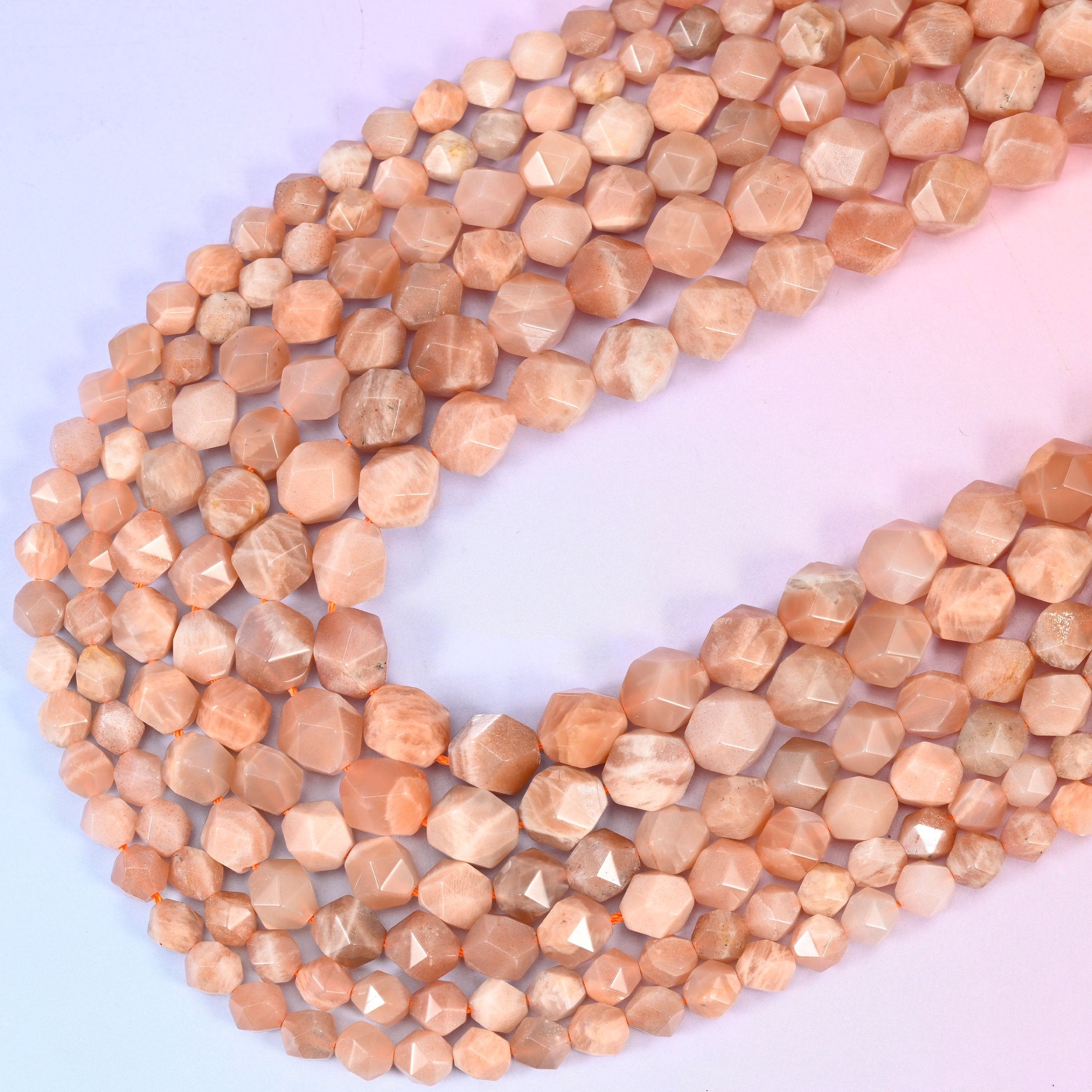 Diamond star cut natural Sunstone beads