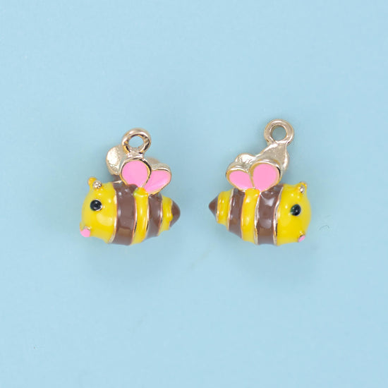 Enamel Bee Charm 14x11mm, sold per piece