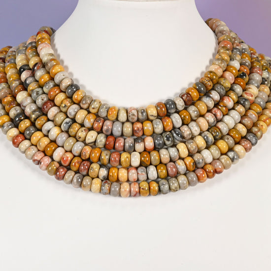 Crazy Agate beads, rondelle shape, 5x8mm or 6x10mm.