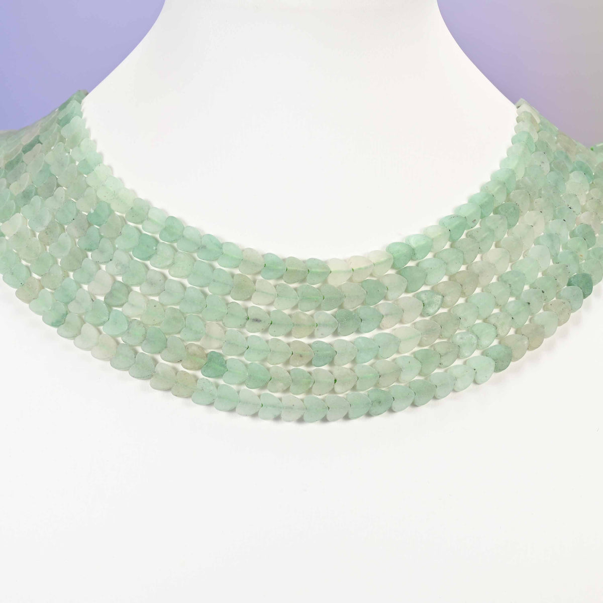 Green aventurine beads, flat heart, 6mm