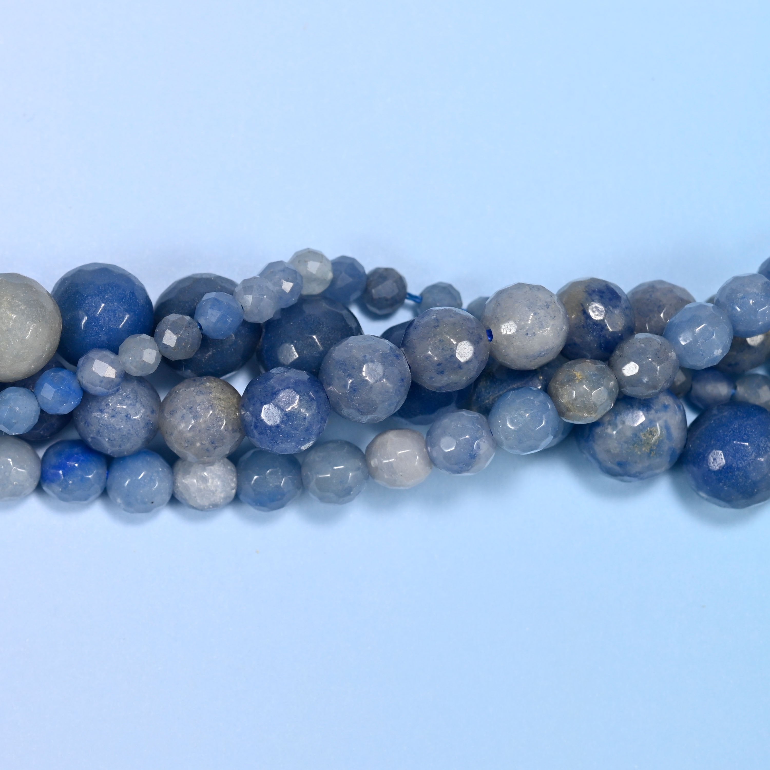 Blue Aventurine Faceted Round Beads: Jewelry Making, 15 Inch Strand