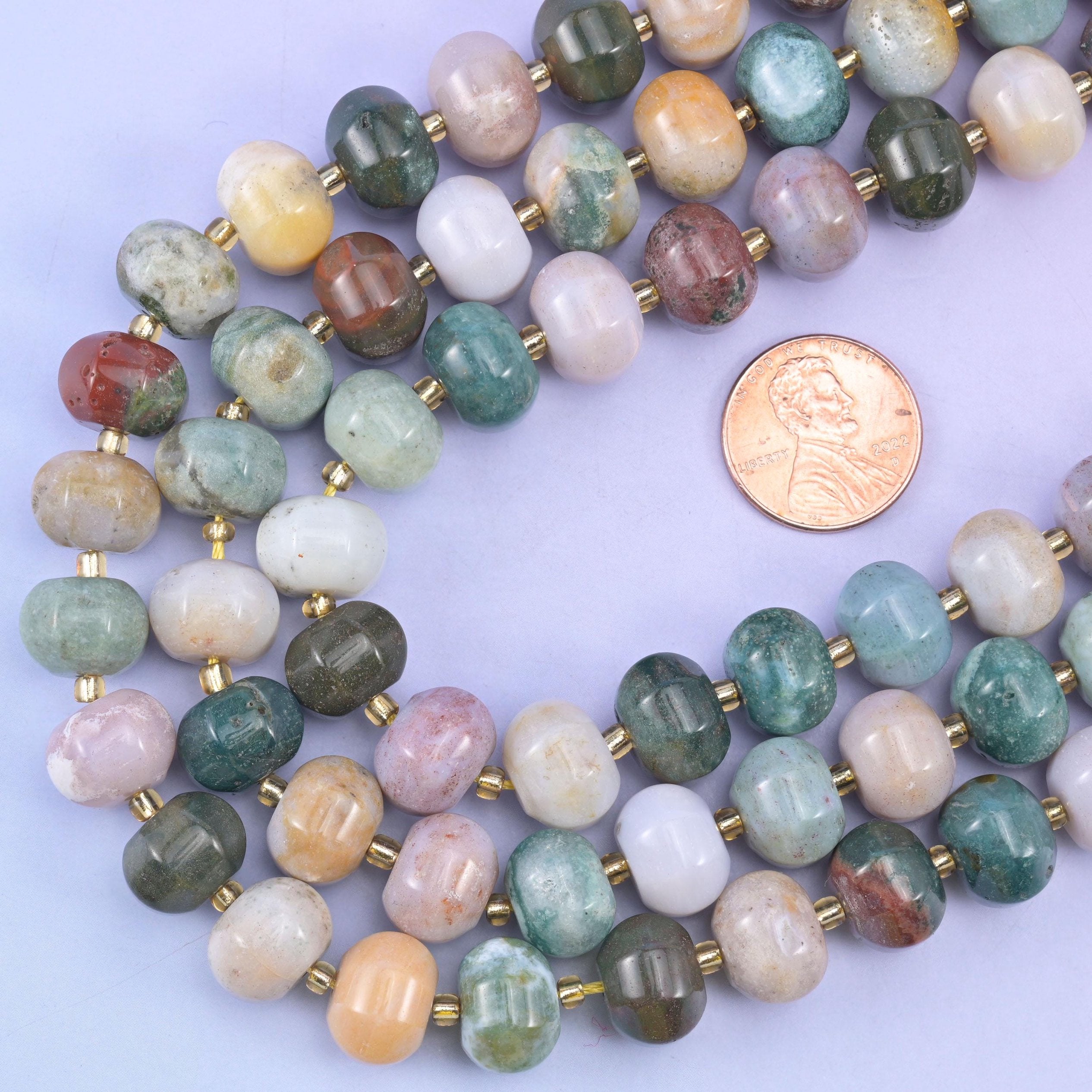 Indian agate pumpkin beads, 15 inch strand