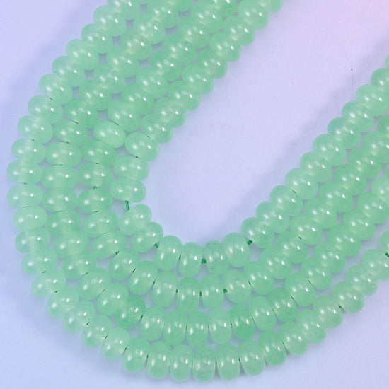 Light Green Dyed Jade rondelle beads, centre-drilled 1.0mm hole