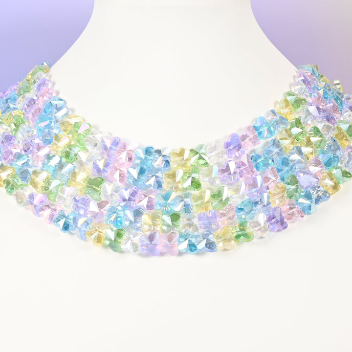 Glass, iridescent transparent finish beads, butterfly, Approximately 7.60 x 9.60mm