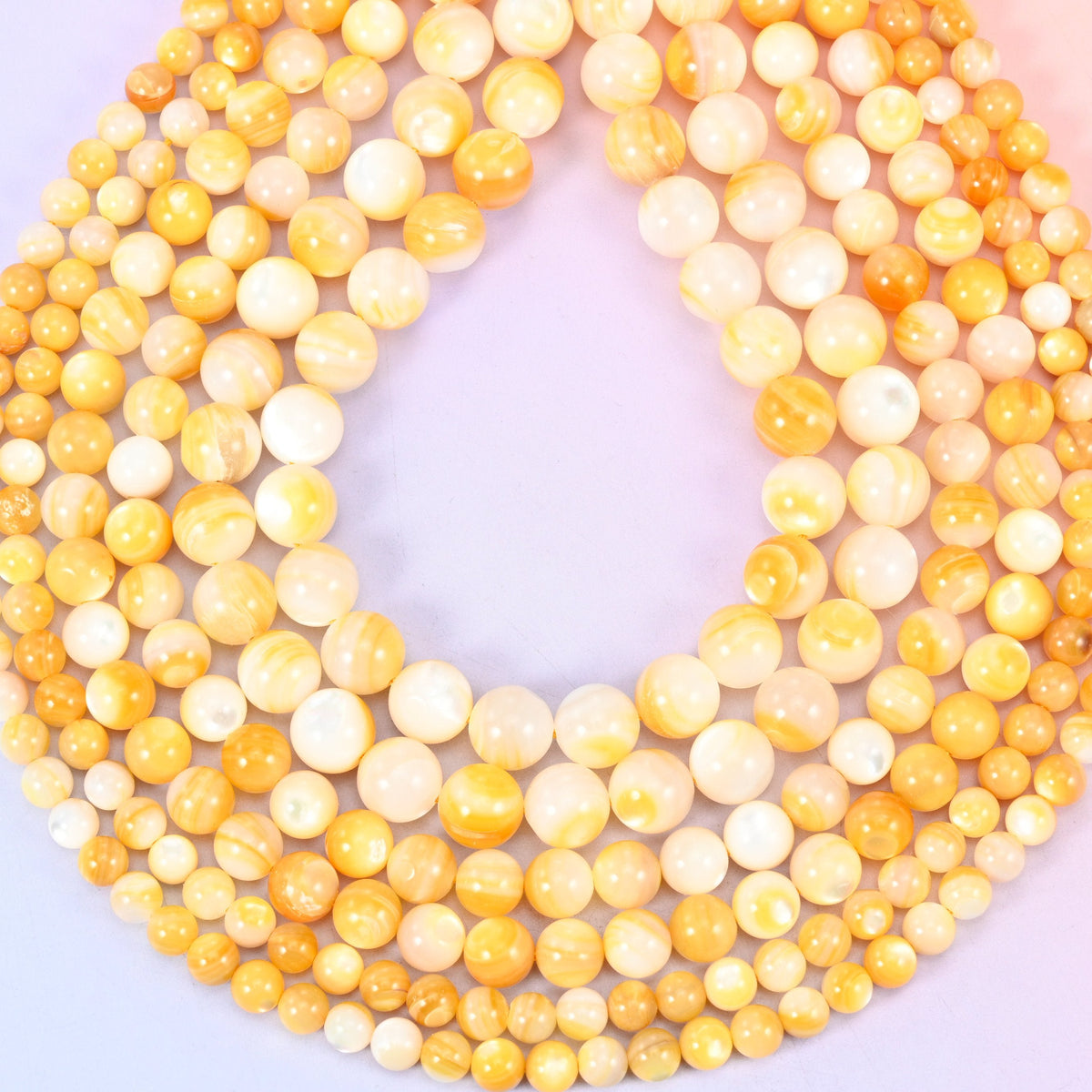 Yellow Pearl Shell Round Beads, hole 0.8mm