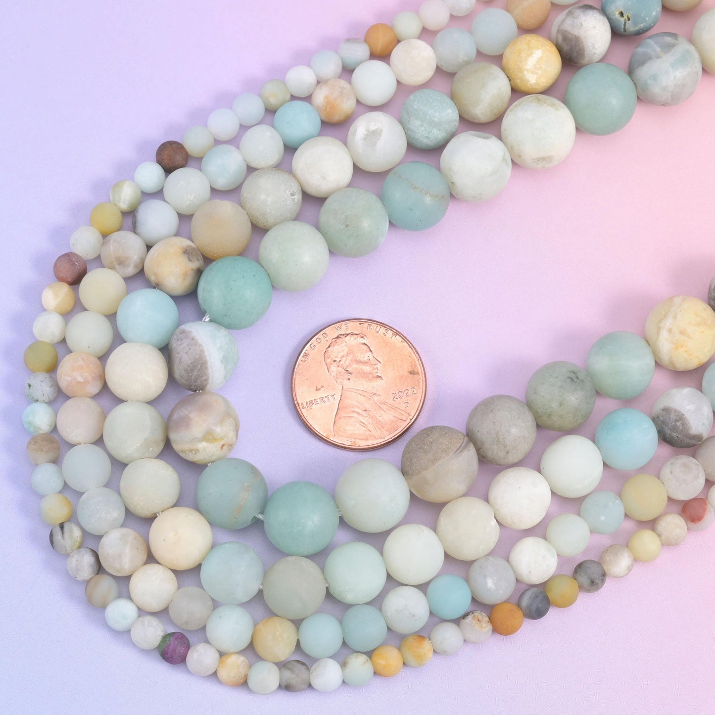 Multi-Color Amazonite Matte Round Beads, 15 inch strand
