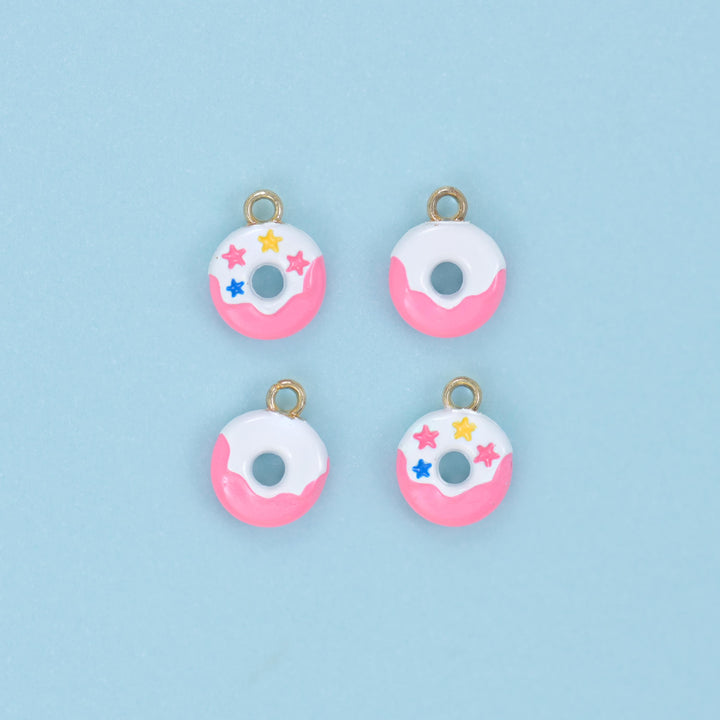 Enamel Star Sprinkle Donut Charm 10x8mm, 18K Gold Plated