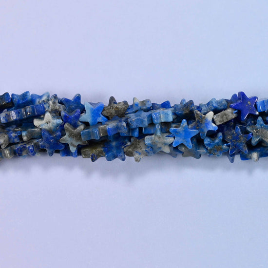 Lapis lazuli flat star beads, approximately 75 per strand
