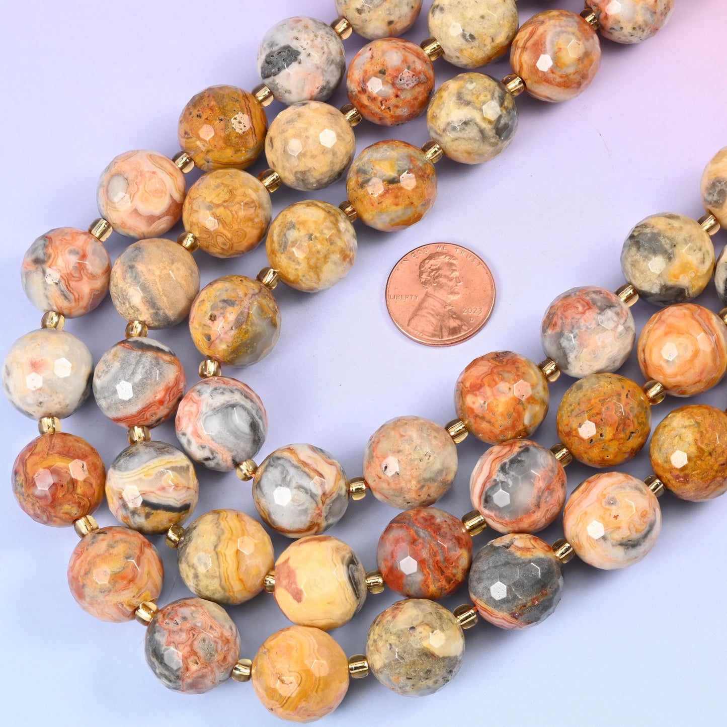 Crazy Agate Faceted Round Beads, approximately 21 beads per strand