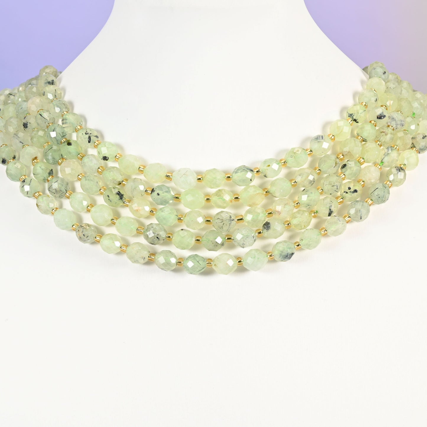 Prehnite beads, faceted rice barrel shape, 6x8mm