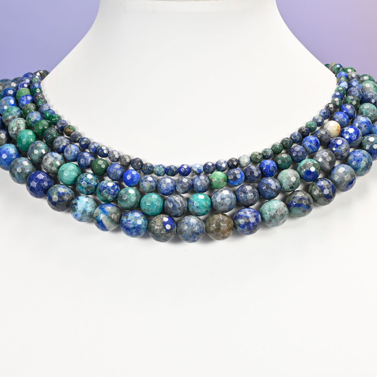Phoenix lapis beads, faceted round, 4mm to 10mm