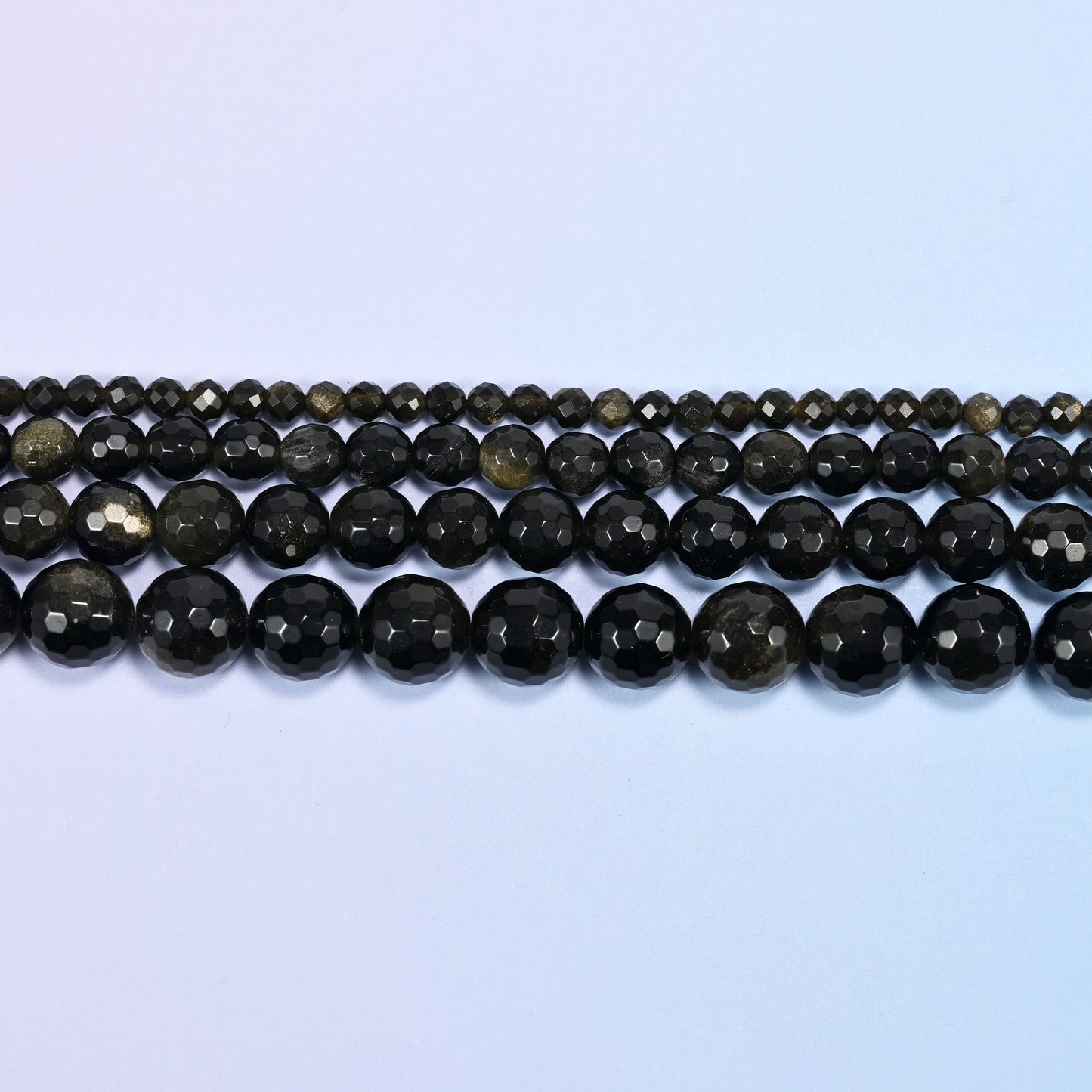Gold Obsidian Faceted Round Beads: Jewelry Making, 15 Inch Strand