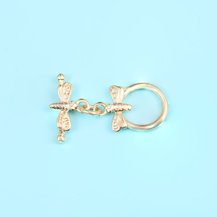 18K Gold Filled Dragonfly Toggle Lock Clasps for DIY Jewelry Making Supply
