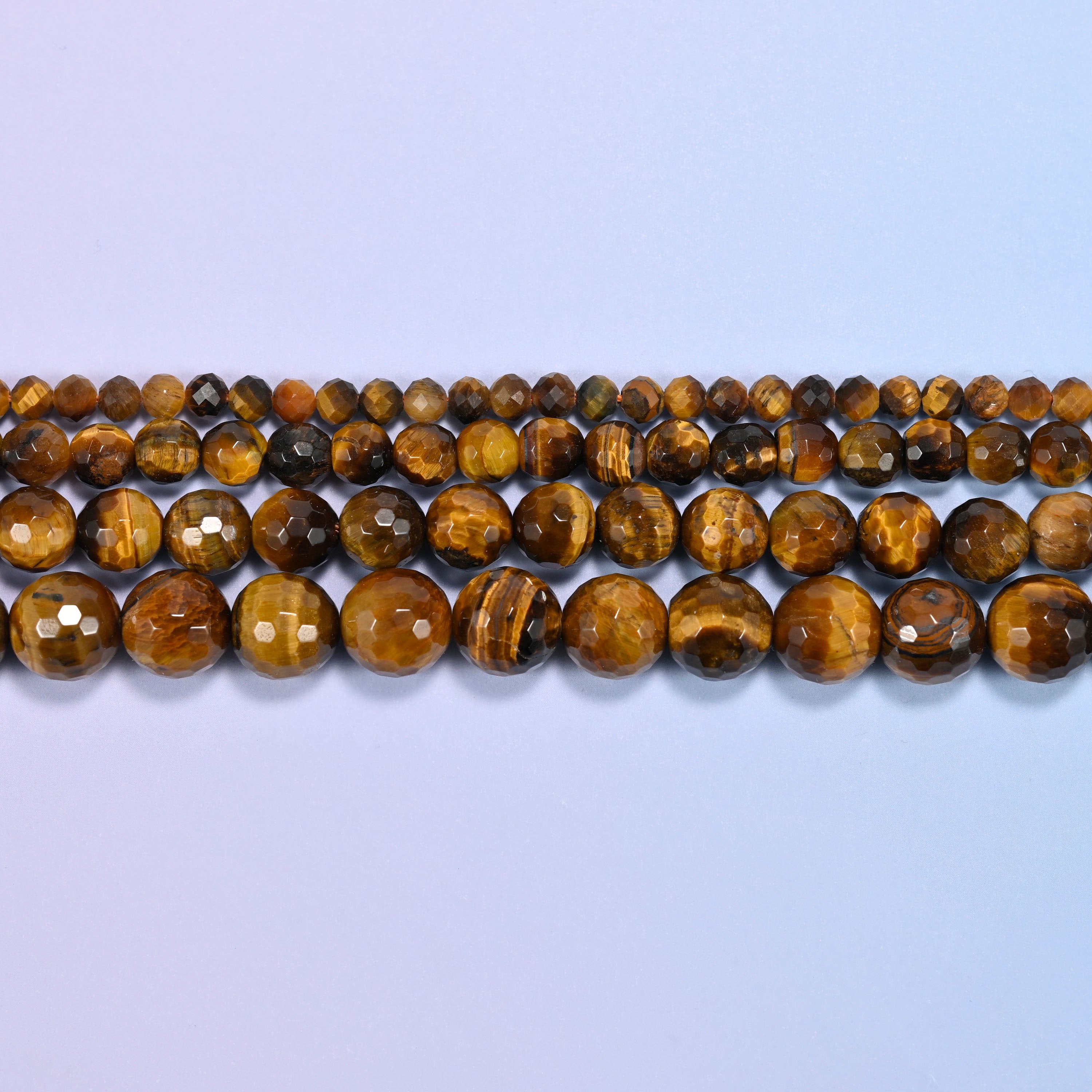 Tiger Eye Faceted Round Beads: Jewelry Making, 15 Inch Strand