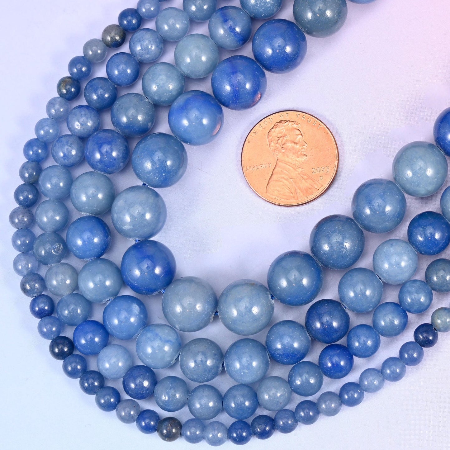 Smooth round cut blue aventurine beads