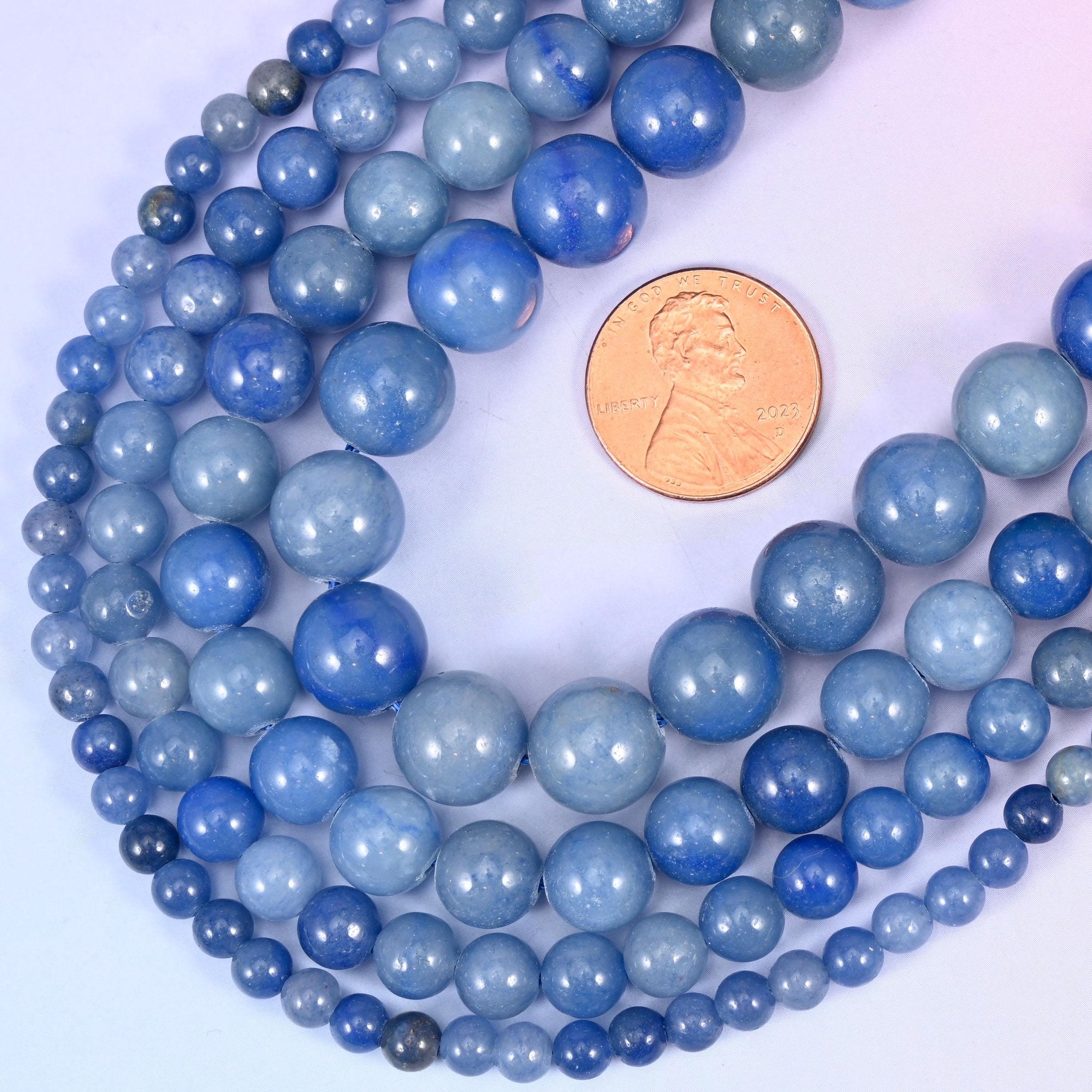 Smooth round cut blue aventurine beads